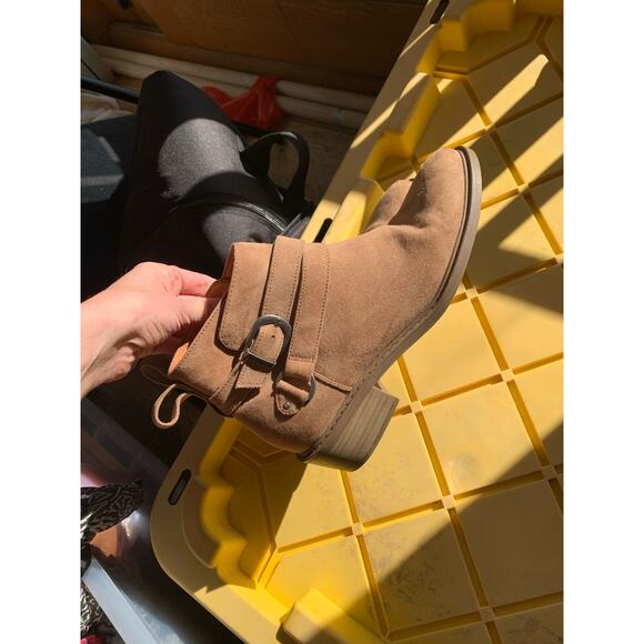 H&M WOMEN'S suede-like Brown Bootie with buckle size 39 - Picture 2 of 9